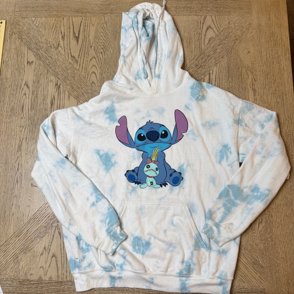 Disney Size Large‎ Blue Tie Dye Stitch Hoodie  Sweatshirt